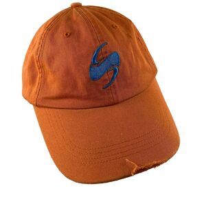 Vintage Pepsi Slice Distressed Orange Leather Buckle-Back Adjustable Hat Cap